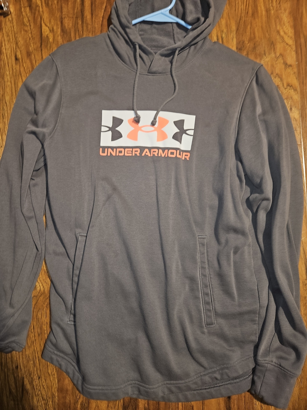 Under Armour Men's Gray Crewneck Hoodie with Orange Logo